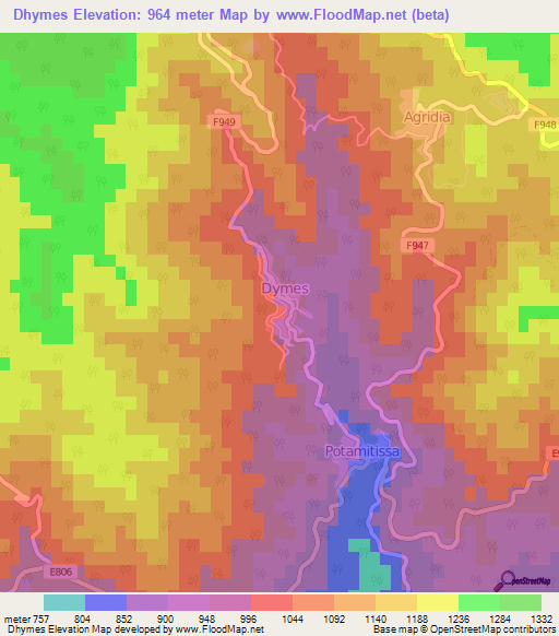 Dhymes,Cyprus Elevation Map