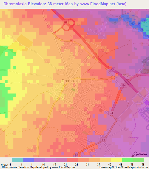 Dhromolaxia,Cyprus Elevation Map