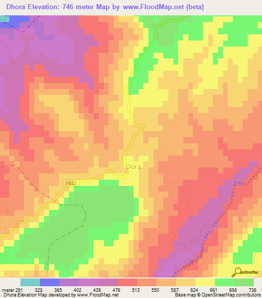 Dhora,Cyprus Elevation Map