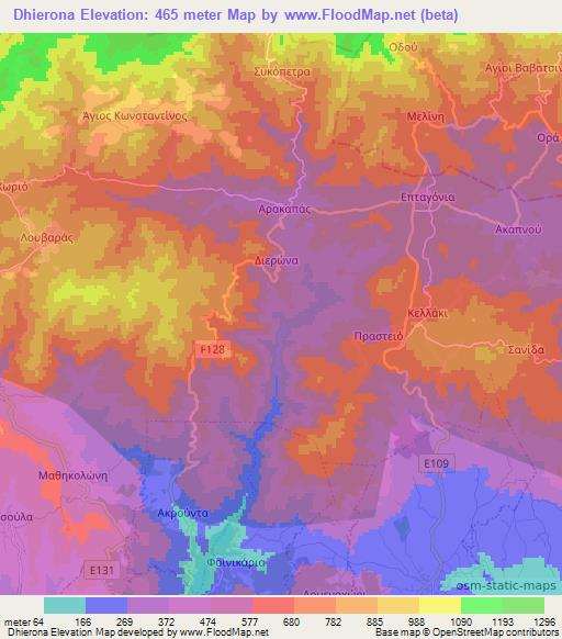 Dhierona,Cyprus Elevation Map