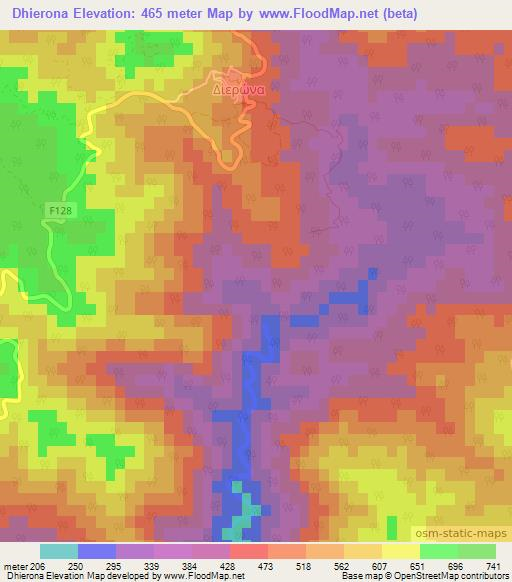 Dhierona,Cyprus Elevation Map