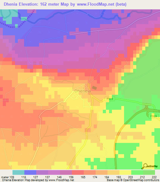 Dhenia,Cyprus Elevation Map