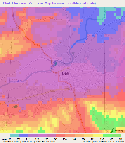 Dhali,Cyprus Elevation Map