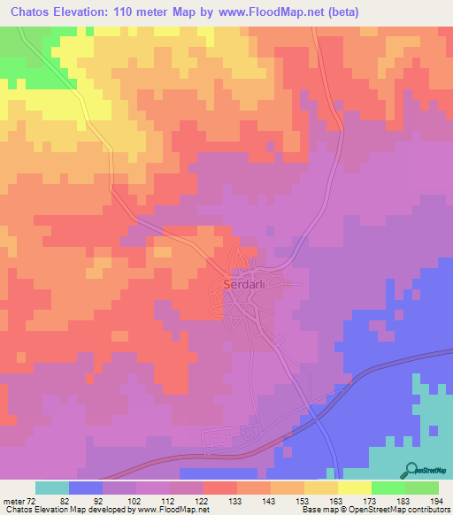 Chatos,Cyprus Elevation Map