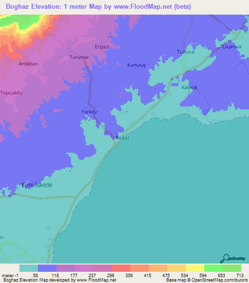 Boghaz,Cyprus Elevation Map
