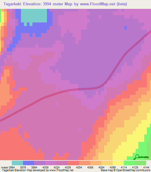 Tagarkaki,Tajikistan Elevation Map