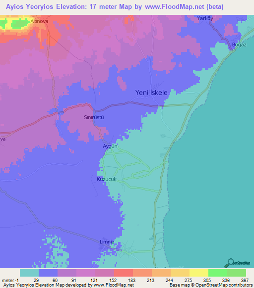 Ayios Yeoryios,Cyprus Elevation Map