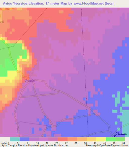 Ayios Yeoryios,Cyprus Elevation Map
