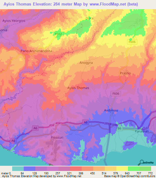Ayios Thomas,Cyprus Elevation Map