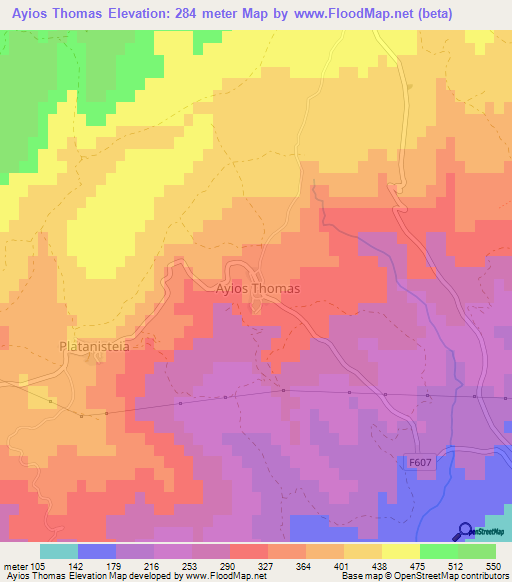 Ayios Thomas,Cyprus Elevation Map