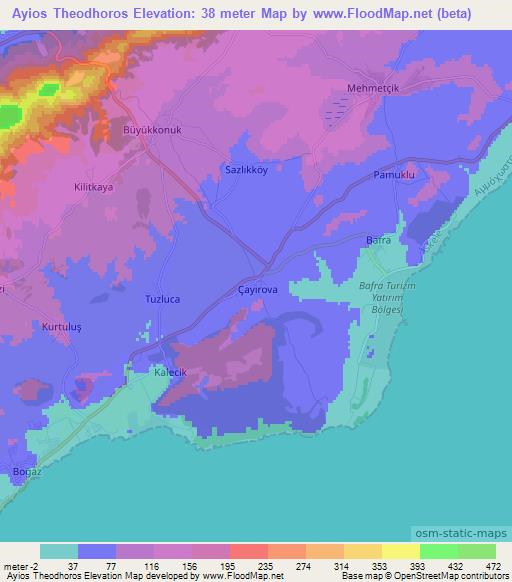 Ayios Theodhoros,Cyprus Elevation Map
