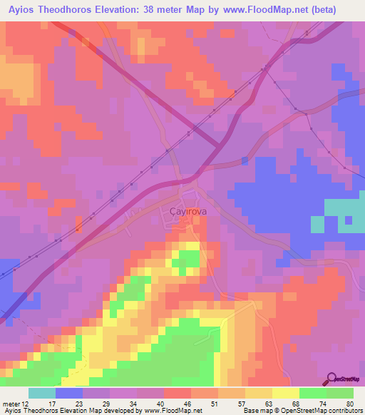 Ayios Theodhoros,Cyprus Elevation Map
