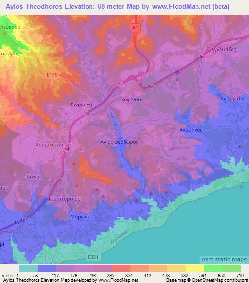 Ayios Theodhoros,Cyprus Elevation Map