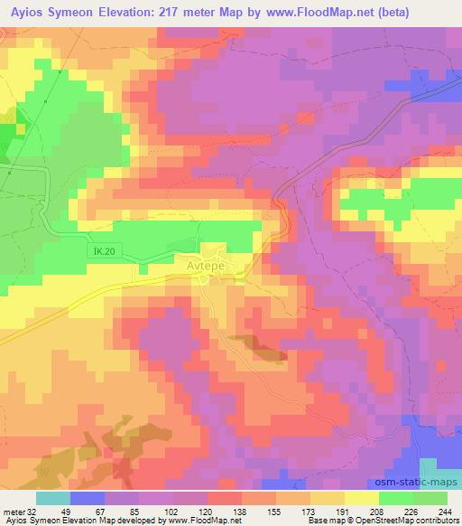 Ayios Symeon,Cyprus Elevation Map