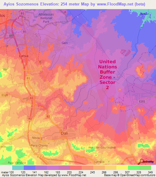 Ayios Sozomenos,Cyprus Elevation Map