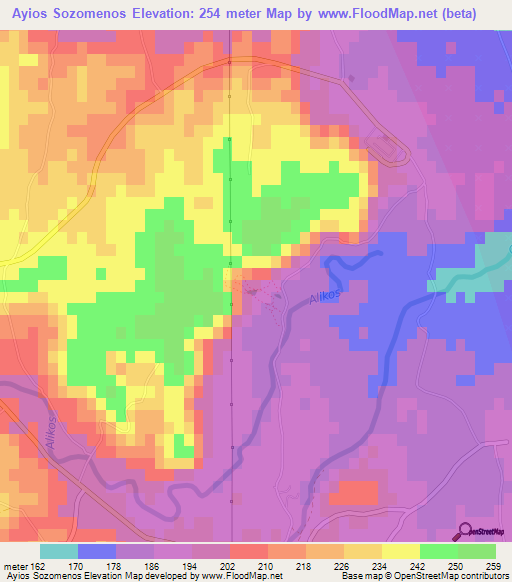 Ayios Sozomenos,Cyprus Elevation Map