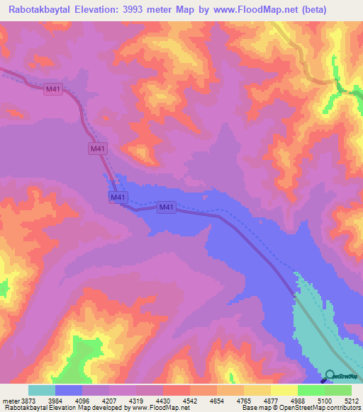 Rabotakbaytal,Tajikistan Elevation Map
