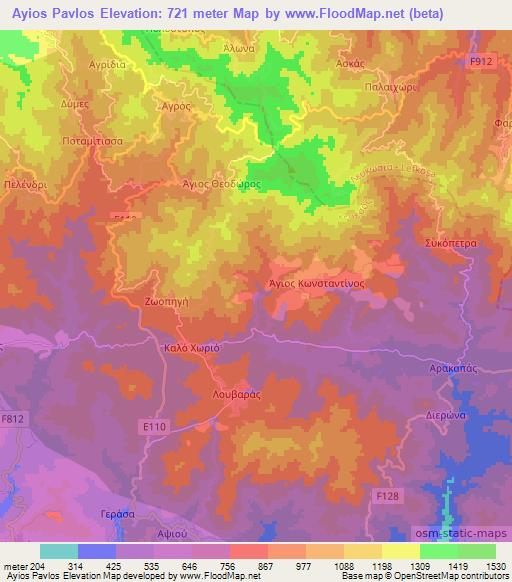 Ayios Pavlos,Cyprus Elevation Map