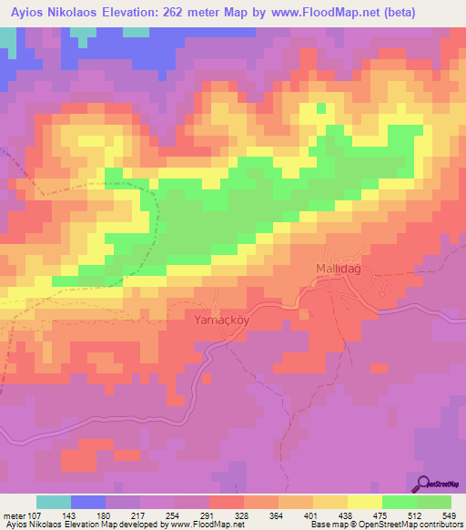 Ayios Nikolaos,Cyprus Elevation Map