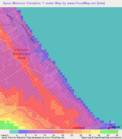 Ayios Memnon,Cyprus Elevation Map