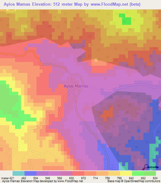 Ayios Mamas,Cyprus Elevation Map