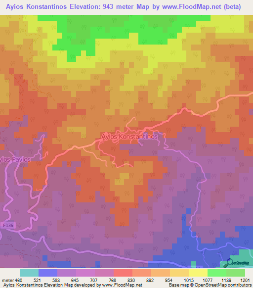 Ayios Konstantinos,Cyprus Elevation Map