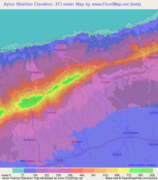 Ayios Khariton,Cyprus Elevation Map