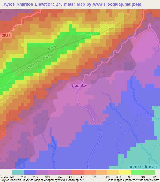 Ayios Khariton,Cyprus Elevation Map