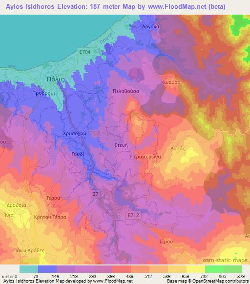 Ayios Isidhoros,Cyprus Elevation Map