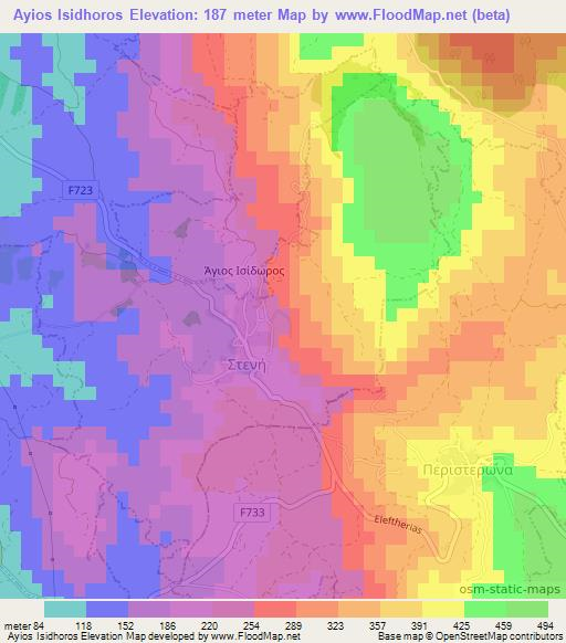 Ayios Isidhoros,Cyprus Elevation Map