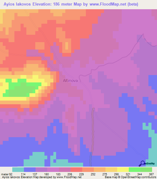 Ayios Iakovos,Cyprus Elevation Map