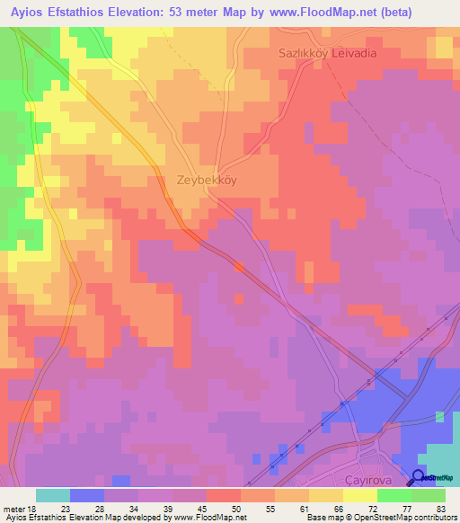 Ayios Efstathios,Cyprus Elevation Map