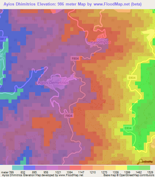 Ayios Dhimitrios,Cyprus Elevation Map