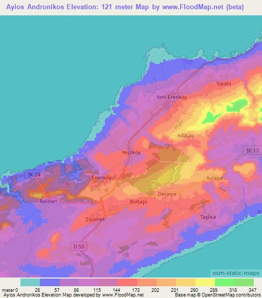 Ayios Andronikos,Cyprus Elevation Map