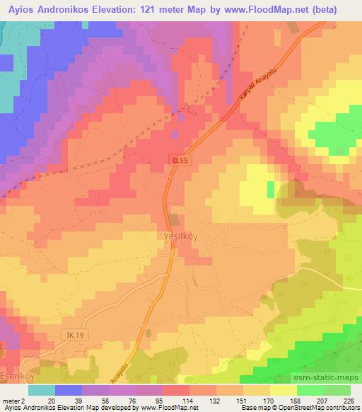Ayios Andronikos,Cyprus Elevation Map