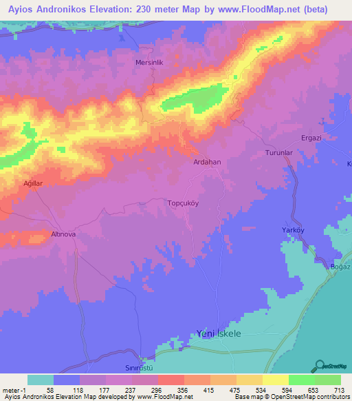 Ayios Andronikos,Cyprus Elevation Map