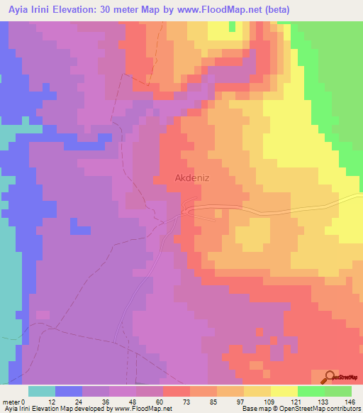 Ayia Irini,Cyprus Elevation Map