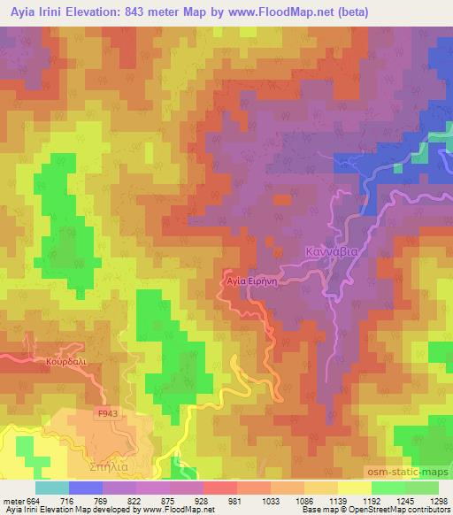 Ayia Irini,Cyprus Elevation Map