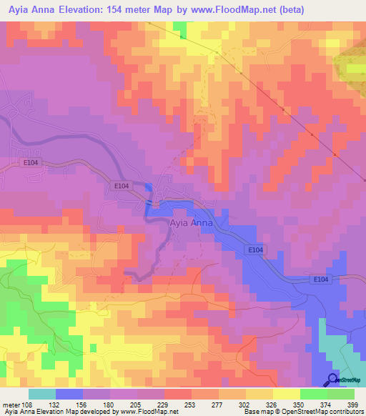 Ayia Anna,Cyprus Elevation Map
