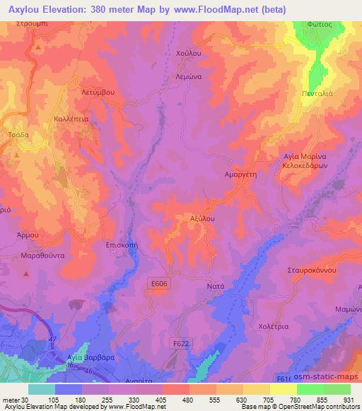 Axylou,Cyprus Elevation Map