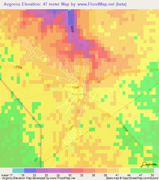 Avgorou,Cyprus Elevation Map