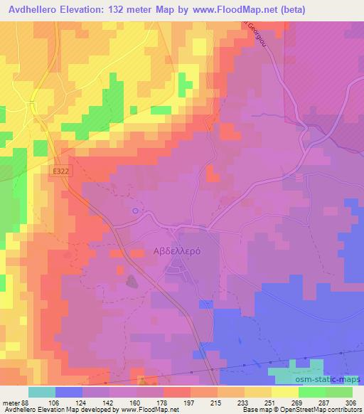 Avdhellero,Cyprus Elevation Map