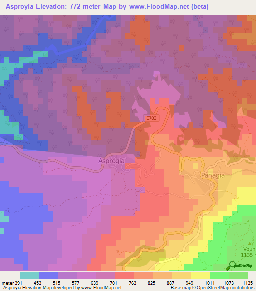 Asproyia,Cyprus Elevation Map