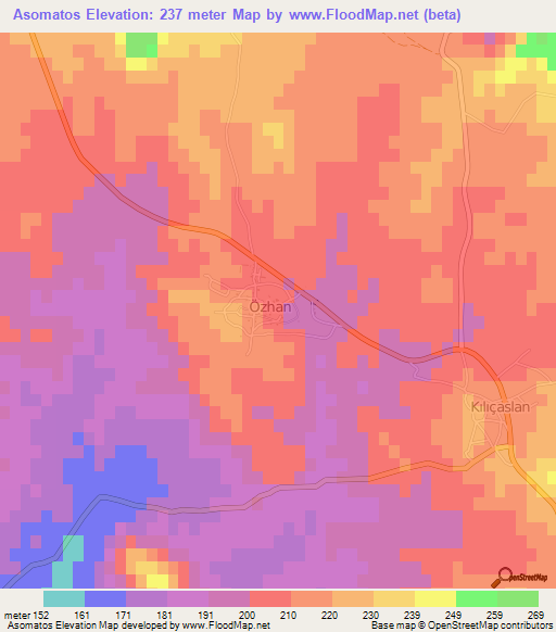 Asomatos,Cyprus Elevation Map