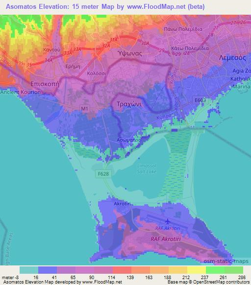 Asomatos,Cyprus Elevation Map
