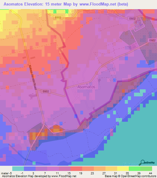 Asomatos,Cyprus Elevation Map