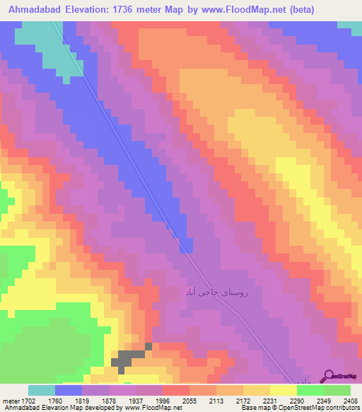 Ahmadabad,Iran Elevation Map