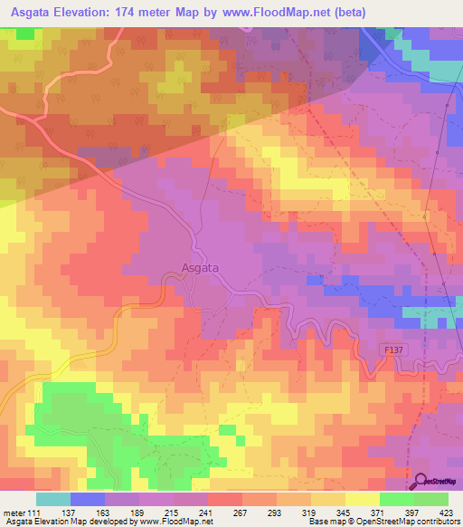Asgata,Cyprus Elevation Map