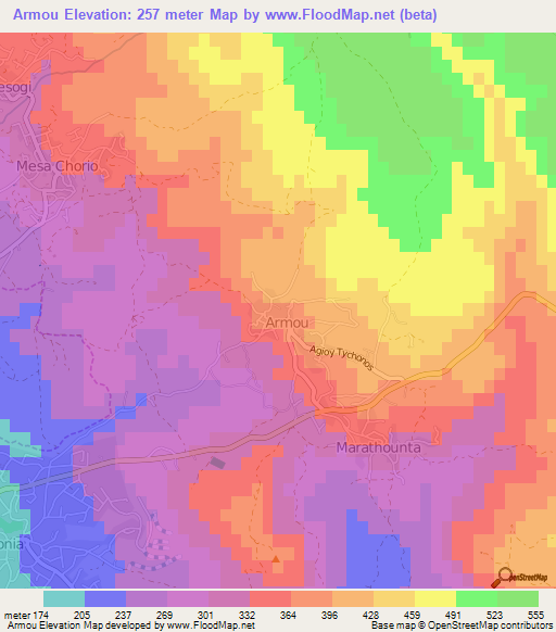 Armou,Cyprus Elevation Map