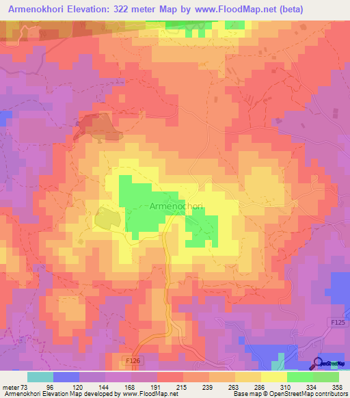Armenokhori,Cyprus Elevation Map